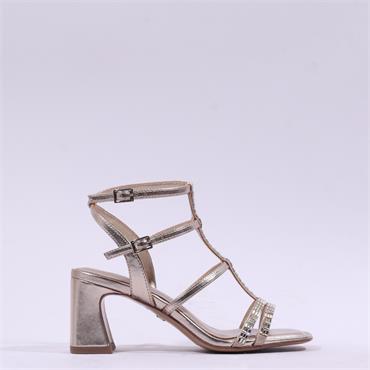 Tamaris Shanaia Strappy Block Heel - Light Gold